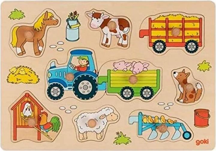 Produktbild Goki Steckpuzzle Traktor mit Anhngern (9 Teile)