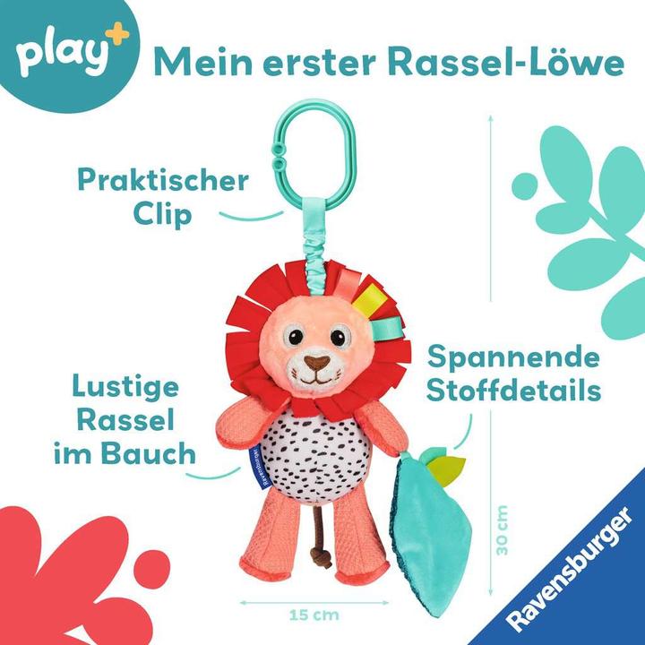 Image du produit Ravensburger 4850 play+ lion hochet, doudou avec hochet, clip de fixation, aide à la dentition
