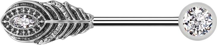 Immagine prodotto Star Piercing Barbagianni in argento con sfere frontali in cristallo argento e piume (Acciaio chirurgico 316L/ottone)