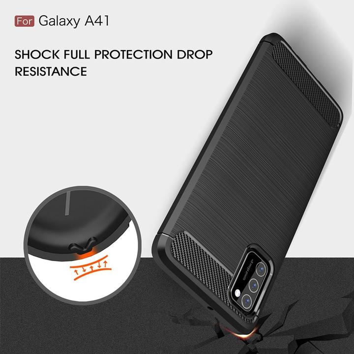 Produktbild König Design Hülle Handy Schutz für Samsung Galaxy A41 Case Cover Bumper Carbon Optik Blau (Samsung Galaxy A41)