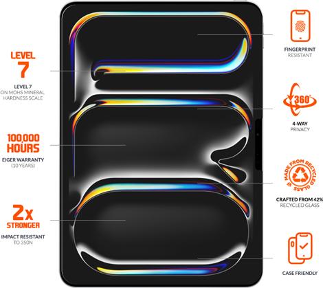Image du produit Eiger Mountain Glass Black 360 Privacy (1 pièce(s), iPad Pro 11 2024 (M4))