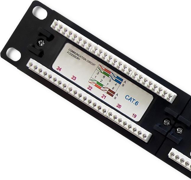 Produktbild Qoltec 54474 Patchpanel RACK 24 Anschlüsse Cat 6 UTP Schwarz
