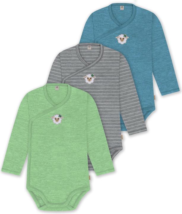 Produktbild Normani 3er Set Baby-Body Wickelbody Langarm Toddler-Bodysuit aus Merinowolle - 9357 (62)