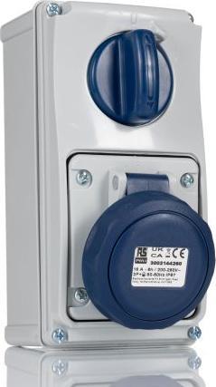 Productafbeelding Rs Pro Stopcontact blauw 2P+E, 230 V / 16A, wandmontage IP67