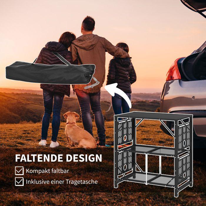 Produktbild Swisshandel24 Campingtisch Picknicktisch Outdoor-Küchenschrank, klappbar, wetterbeständig, 126cmx44cmx80cm, Schwar