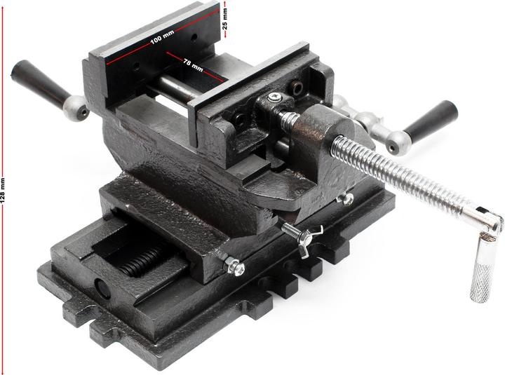 Produktbild Wiltec Maschinenschraubstock 2 Achsen 100mm Schraubstock Kreuztisch Frästisch Werkbank