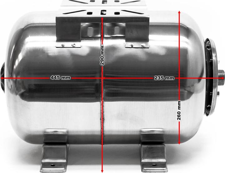 Actual product image Wiltec 24L INOX PRESSURE TANK Vessel WATER Natural Rubber Domestic Waterworks Stainless Steel (Domestic water pump)