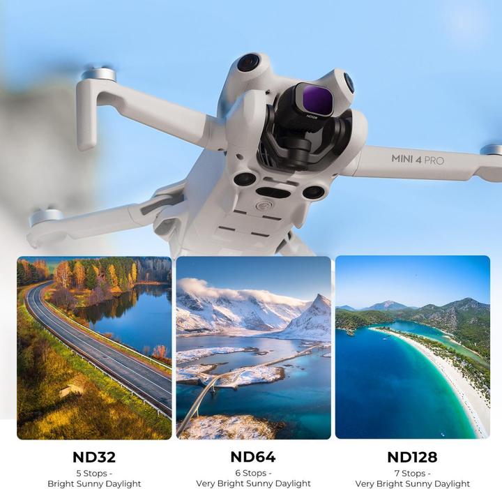 Actual product image K&F Concept 6pcs Filter Kit, CPL+ND8+ND16+ND32+ND64+ND128, HD, Anti-Reflection Green Coating, Waterproof and Scr (Drone filters, DJI Mini 4 Pro)
