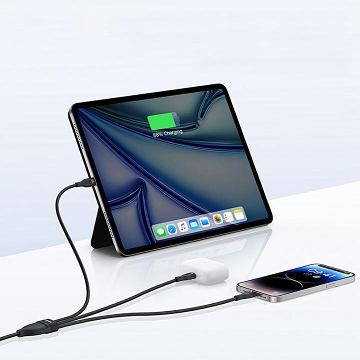 Produktbild Baseus 3-in-1 Flash3 USB to C+C+L 100W / 1.5m cable (black) (1.50 m, USB 2.0, 100 W)
