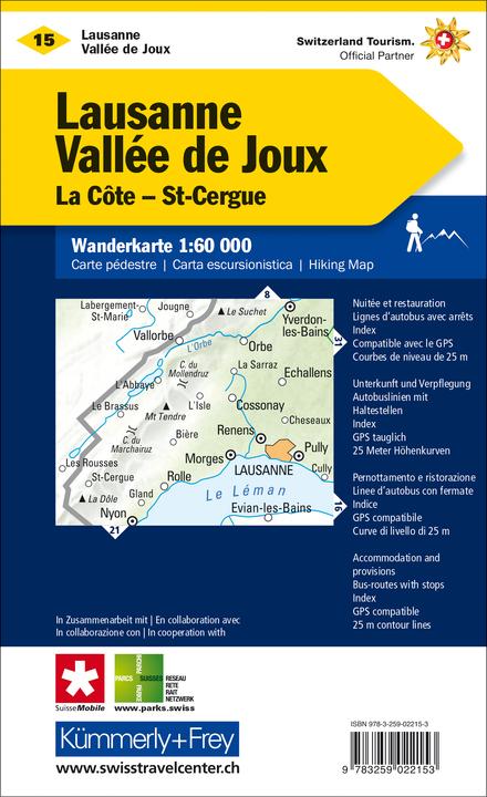 Label énergétique Carte de randonnée Lausanne-Vallée de Joux