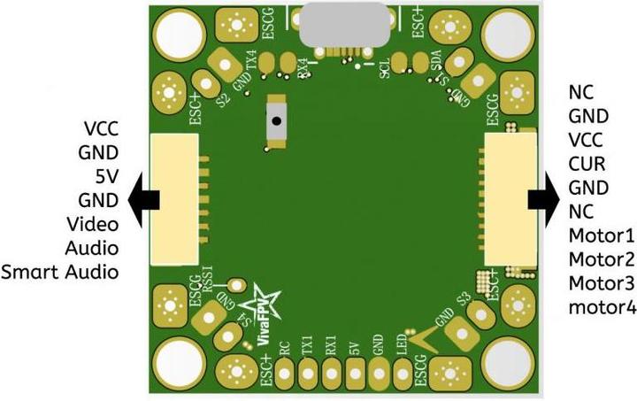 Actual product image VivaFPV F4 FC with OSD PDB