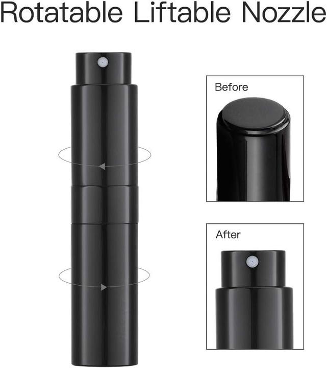 Actual product image Swissdetector Refillable perfume atomizer - Aluminium 8 ml rotating with hidden lid - Black