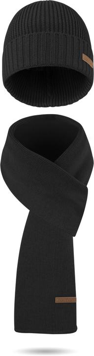 Image du produit Normani Ensemble d'hiver en laine mérinos écharpe et bonnet lisse Yuma - 9115