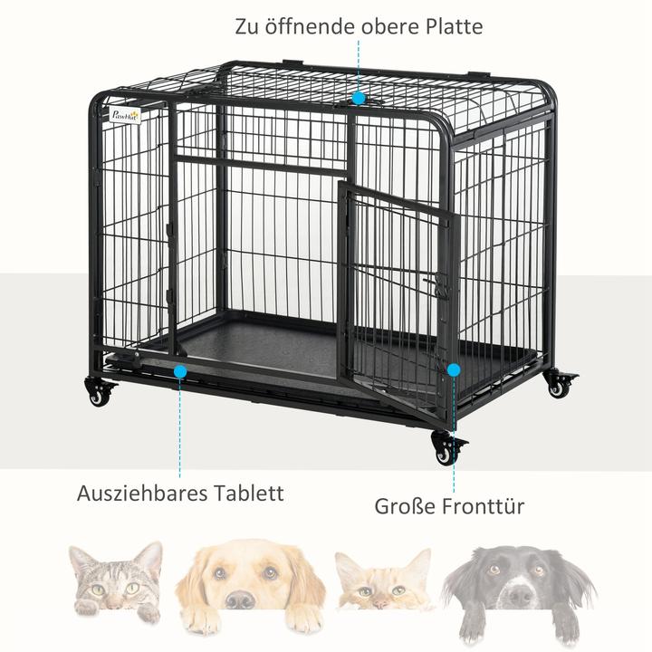 Produktbild PawHut Hundetransport 4 Drehrollen, davon 2 mit Bremsen, haltbare Materialien (Hund, Faltbar)