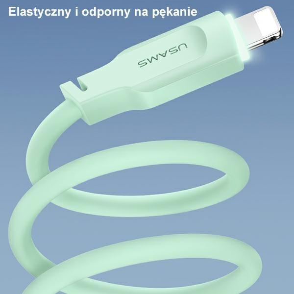 Actual product image Usams Cable lightning Fast Charging 2.4A Lithe Series 1.2m zielonygreen SJ565USB (1.20 m, USB 3.0)