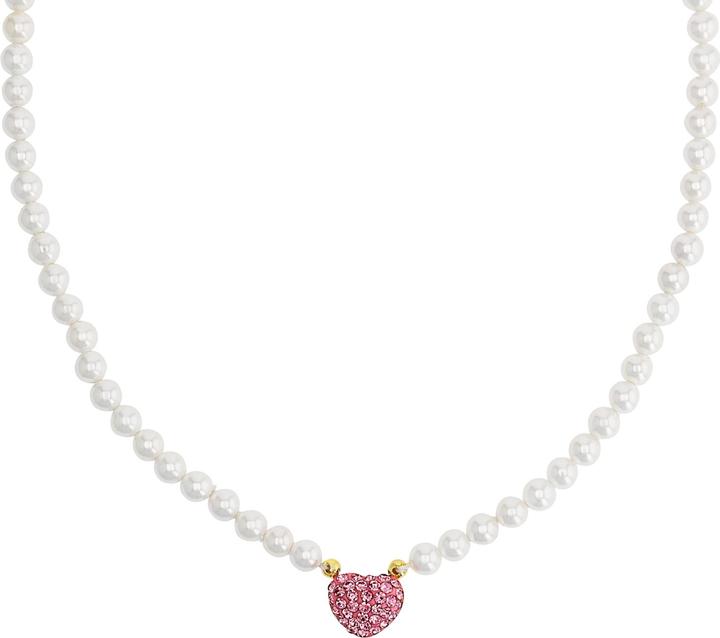 Amor Halsschmuck für Damen, 925 Sterling Silber, Kristall synth., Muschelkernperle (Silber 925)