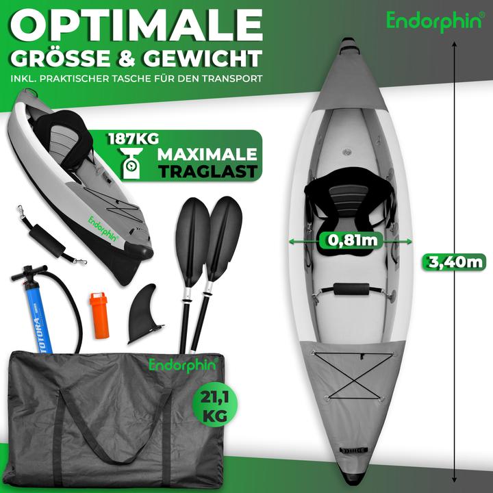 Actual product image Endorphin Inflatable drop stitch kayak for 1 person as a complete set (340 cm, 1-piece)