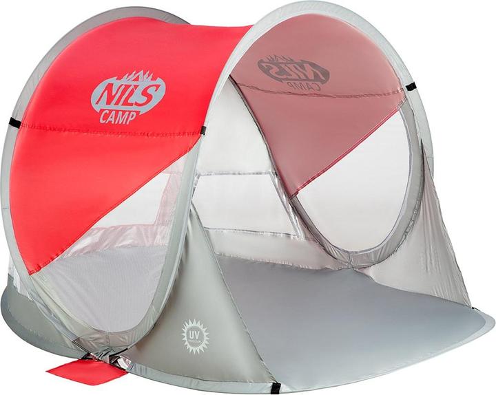 Produktbild Nils Zusammenklappbares Strandzelt NC3142 rot-grau (Strandzelt + Strandmuschel, 1 kg)