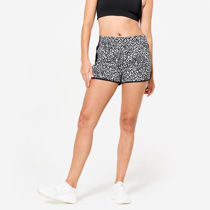 Produktbild Domyos Shorts kurz leicht - Leo-Print schwarz (XS)