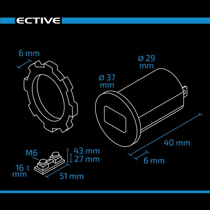 Produktbild Ective OLED Ampere- und Voltmeter-Einbaubuchse mit Shunt 75A