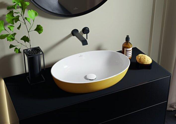 Actual product image Villeroy & Boch Countertop washbasin Artis 58 cm square white/coal black 417258BCT8 (380 mm, 580 mm)