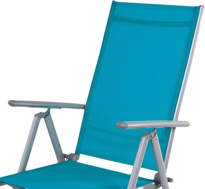 Actual product image Mojawo 2er Set Garten Klappstuhl Aluminium - Textilen Silbergrau/Petrol