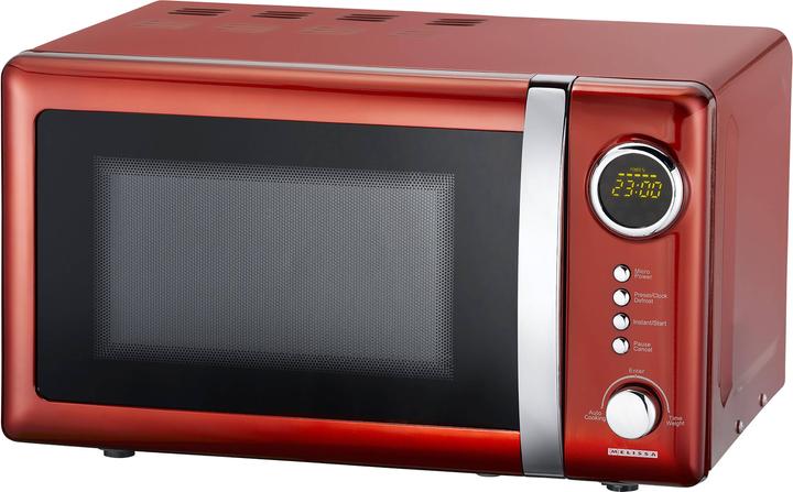 Melissa Retro Mikrowelle mit 20Liter Volumen, 700Watt - 5 Programme, Drehteller - Red... (20 l)