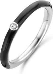 Ti Sento Milano Ring mit Onyx und Zirkonia 12225BO (56, 925 Silber)