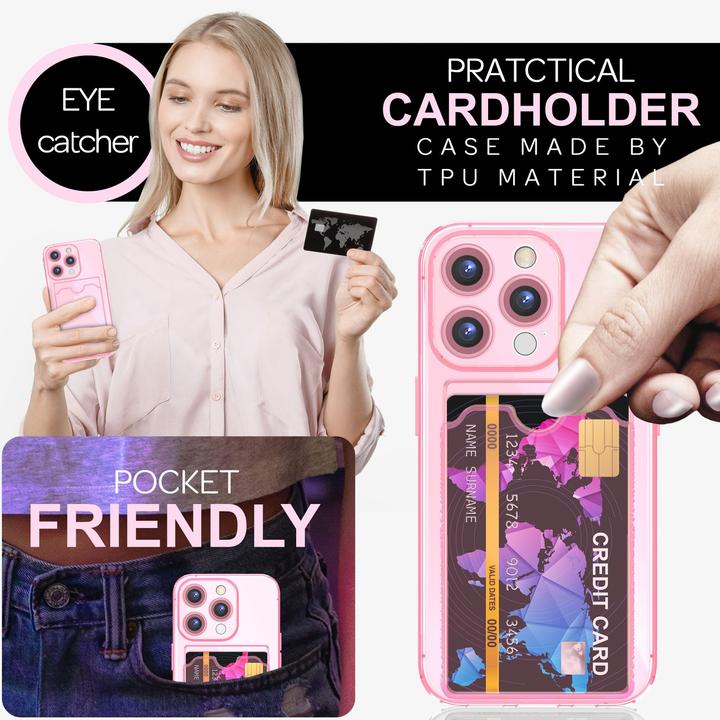 Produktbild Nalia Klar Transparente Neon Silikon Hülle Kartenhalter (Apple iPhone 16 Pro)