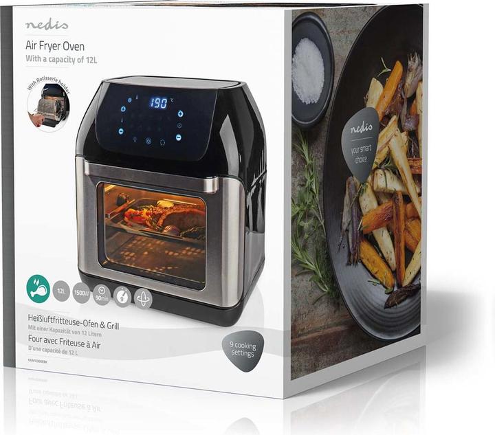Produktbild Nedis Heissluft Friteuse 12 l Timer: 60 min Digital Schwarz (EU-Stecker)
