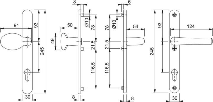 Actual product image Magni HOPPE Grt. 76G/3346/1710RH 9016F9016 8 PZ-92 67-72 (Door handle)