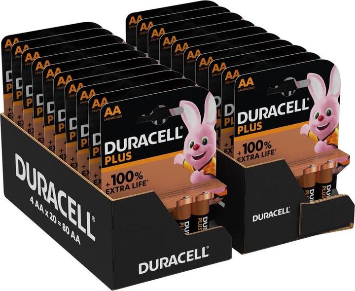 Actual product image Duracell battery plus 100% AA, 20 x blister of 4 pieces (4 pcs.)