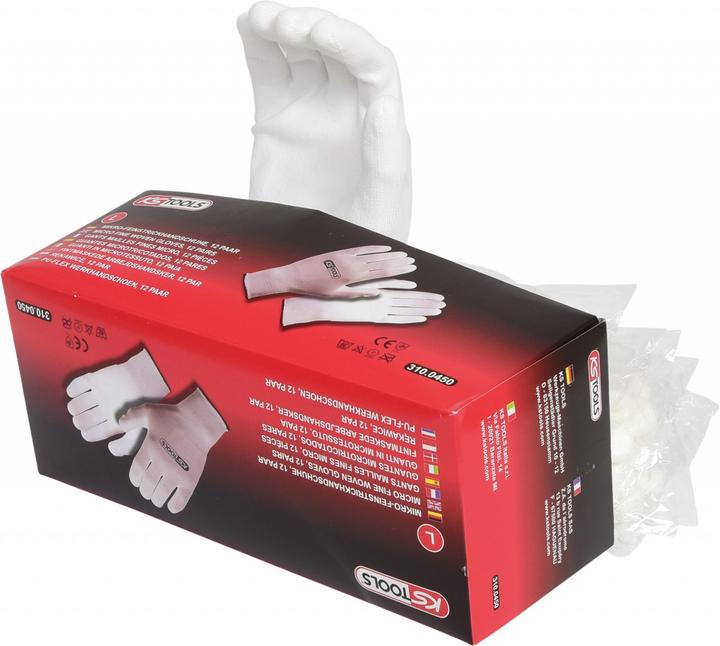 Produktbild KS Tools Mikro-Feinstrickhandschuhe-weiss, 9, 12 Paar (9)