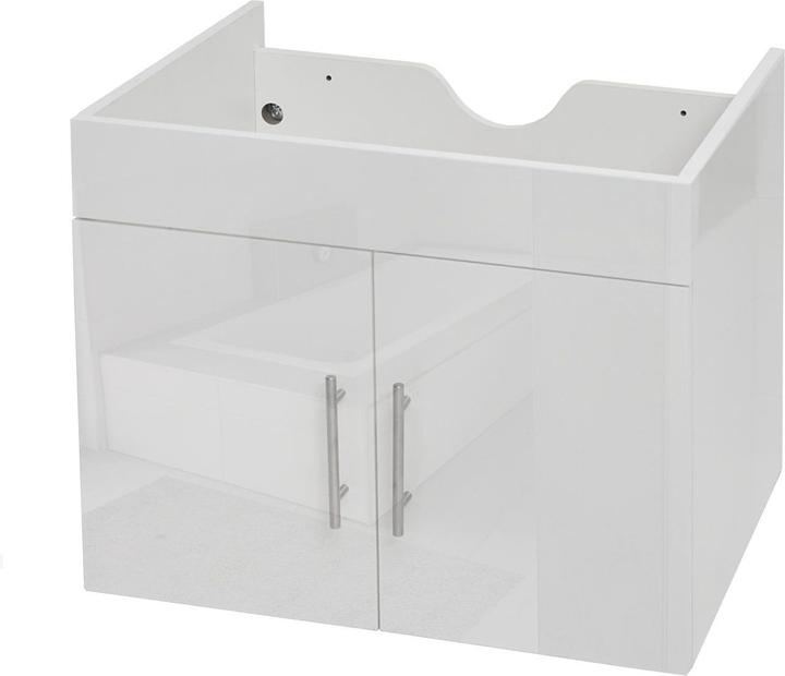 Mendler Mobiletto per lavabo, mobile base per lavabo Mobili da bagno, bianco lucido 60 cm (60 x 46 x 48 cm)