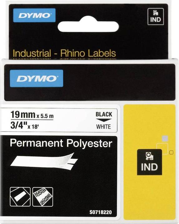 Produktbild Dymo Schriftband IND RHINO Permanent Polyester (1.90 cm, Weiss)