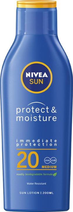 NIVEA Sun Protect & Moisture (Sonnencreme, SPF 20, 200 ml, 150 g)