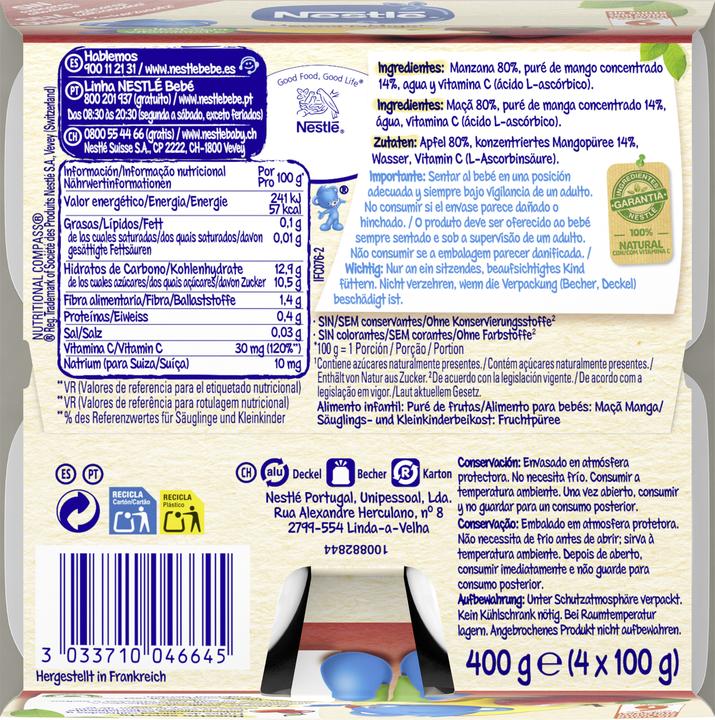 Image du produit Nestlé Compote de pommes et de mangues, après 6 mois (425 g)
