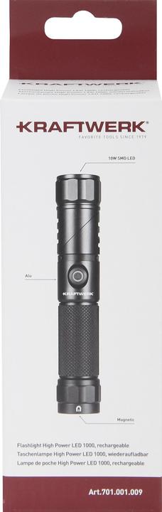 Actual product image Kraftwerk Taschenlampe High Power LED wiederaufladbar (2.70 cm, 1000 lm)