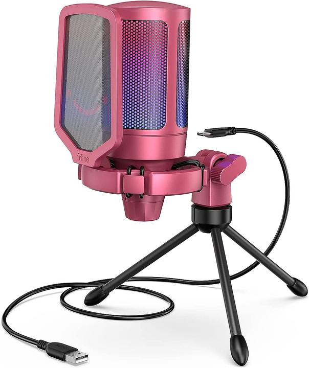 Fifine A6V USB RGB Gaming Mic red