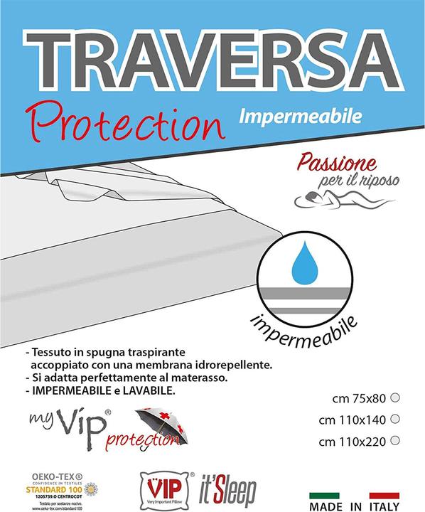 Actual product image Casativo Waterproof mattress protector, 80% polyester 20% polyurethane, 75 x 80 cm, Made in Italy. (75 x 80 cm)