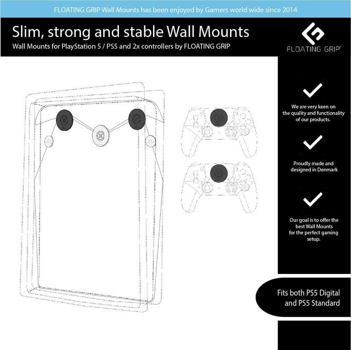 Actual product image Floating Grip Playstation 5 Wall Mounts by (PS5)