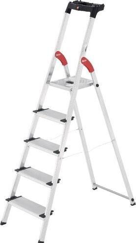 Produktbild Hailo Stufenleiter XXL Easyclix Silber 5 Stufen 400 mm x 1630 mm (Trittleiter, 163 cm)