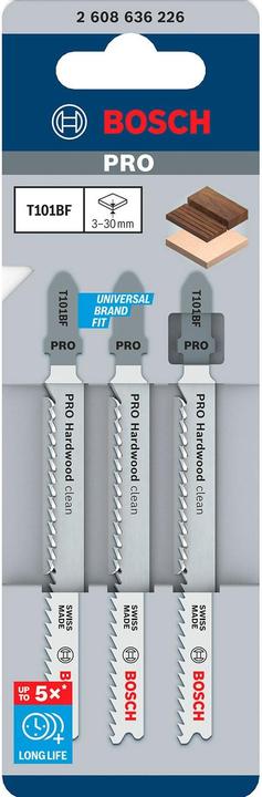 Actual product image Bosch Professional Zubehör PRO Hardwood clean T101BF jigsaw blade, 100 mm, 3 pcs.