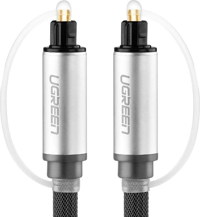 Produktbild Ugreen AV108 Toslink Audio optical cable, braided aluminium, 2m (silver) (2 m, TOSLINK)