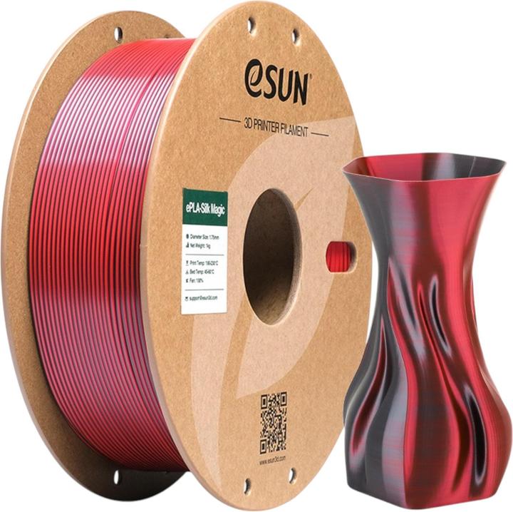 eSUN EPLA-SILK MAGIC 1,75mm BLACK RED 1kg (PLA, 1.75 mm, 1000 g, Multicoloured)
