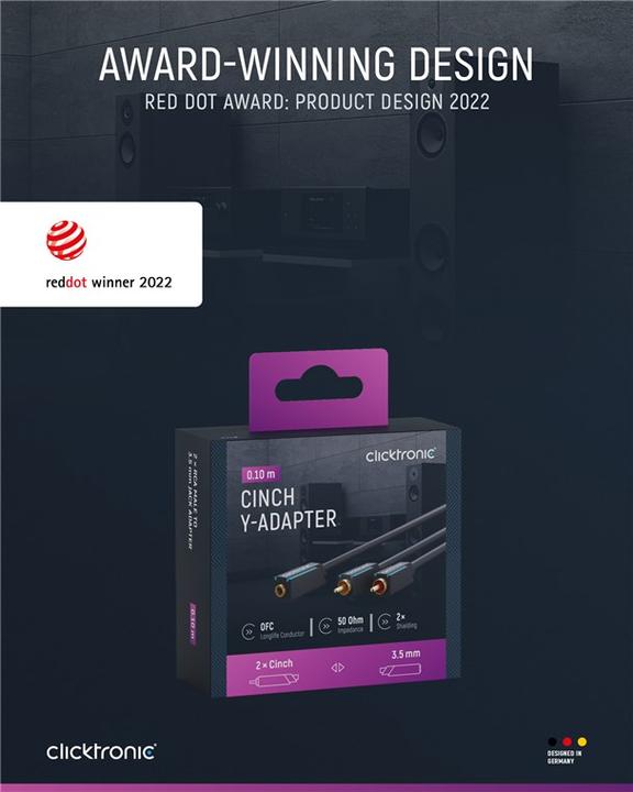 Actual product image clicktronic MP3 Y-Adapter (0.10 m, 3.5mm jack (AUX), Cinch)