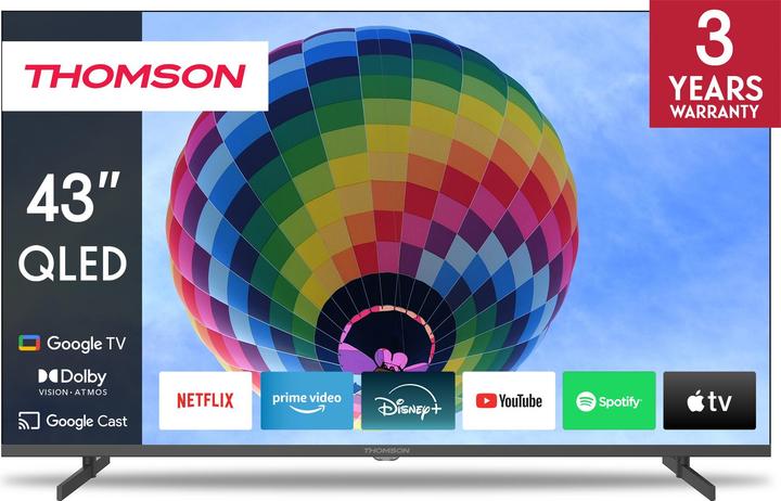 Actual product image Thomson TV Set||43"|4K/Smart|QLED|3840x2160|Wireless LAN|Bluetooth|Google TV|Black|43QG4S14 (43", QLED, 4K)