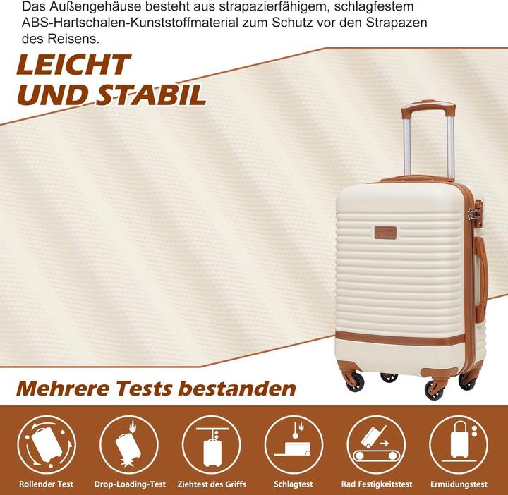 Immagine prodotto Coolife 5-teiliges Hartschalen-Trolley-Set mit Reiserucksack und Kulturbeutel (93 l, Bagaglio a mano (fino a 50 litri), M (50 - 90l), L (90 - 115l))
