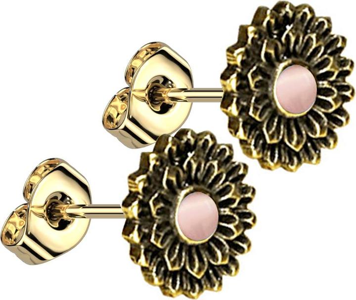 Image du produit Star Piercing Ohrstecker vergoldet Lotus Blume Katzenauge Stein (Laiton, Minéral)