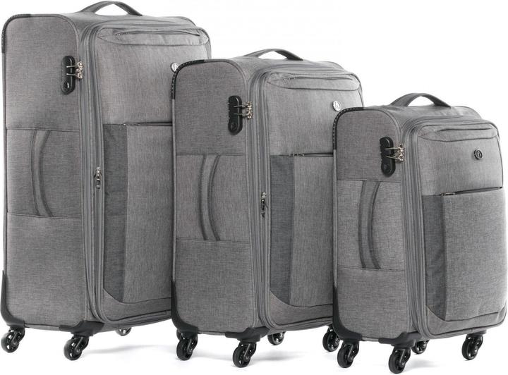 Actual product image Fergé Suitcase Set Soft Shell 3 pieces Grey and Dark Grey (110 l, L (90 - 115l))